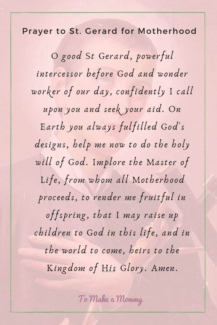 Prayer to St. Gerard Majella, Patron Saint of Trying to Conceive and