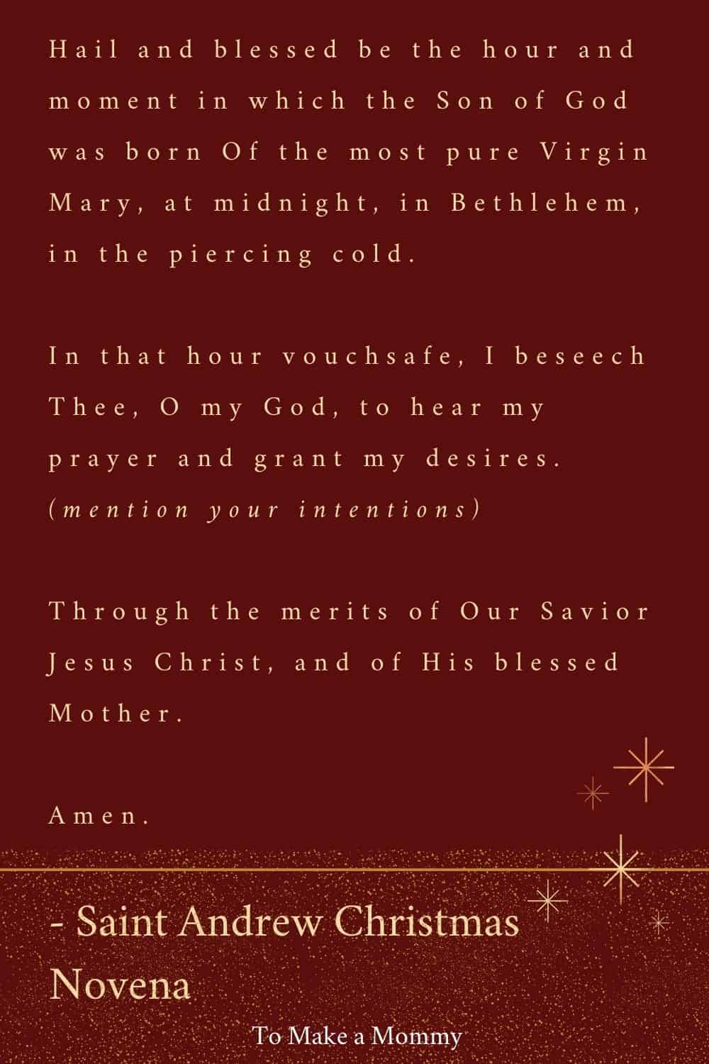 Saint Andrew Novena; A Christmas Prayer to Conceive a Baby - To Make a ...